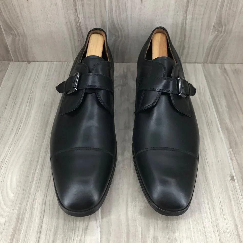 Steve Madden Shoes Mens 10.5 Covet Black Leather Buckle Strap Oxfords